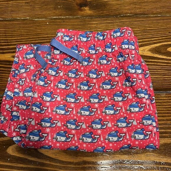 Vineyard Vines Girls Pink and Regatta Blue Snow Whale Sleeping Pants - Picture 7 of 7